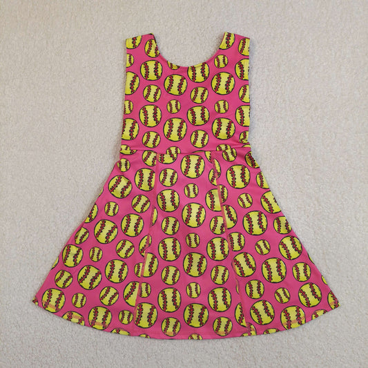 GSD3800 Yoga Softball Hot Pink Sleeveless Skorts Girls Dress