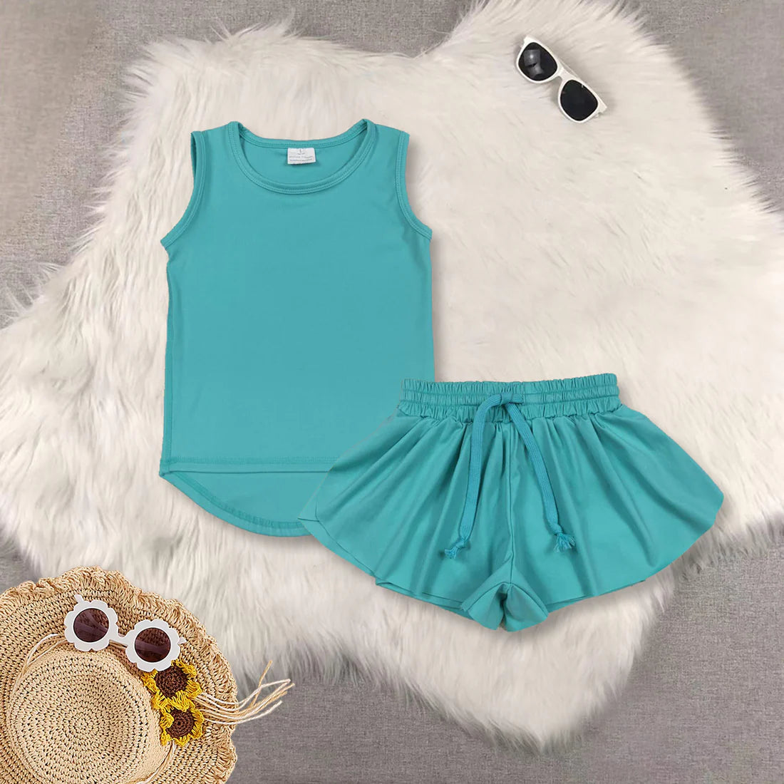 solid color yoga girls set RTS Sibling clothes