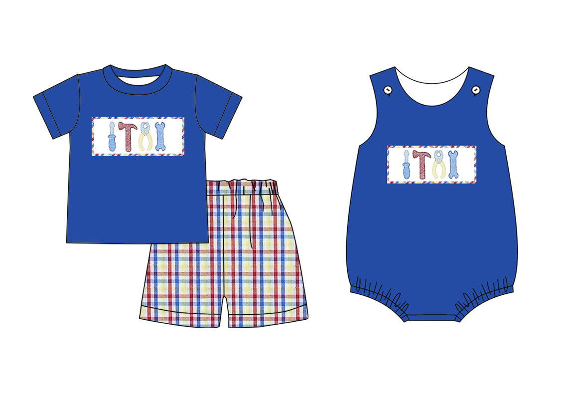 preorder SR1241 cartoon tool navy blue sleeveless boys romper