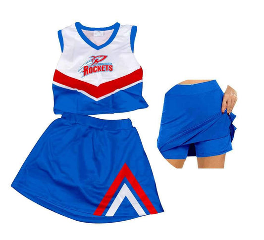 8.19 custom Team blue sleeveless skirt cheerleader dress