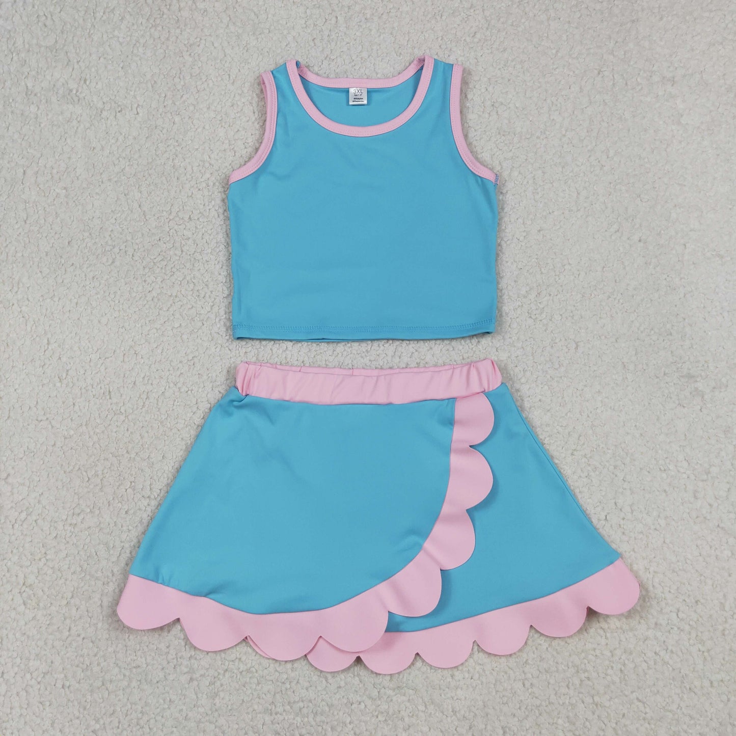 GSD4013 Yoga Blue Sleeveless Skorts Girls Set