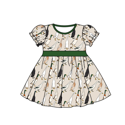 preorder GSD0530 Hunting mallard green short sleeve girls dress