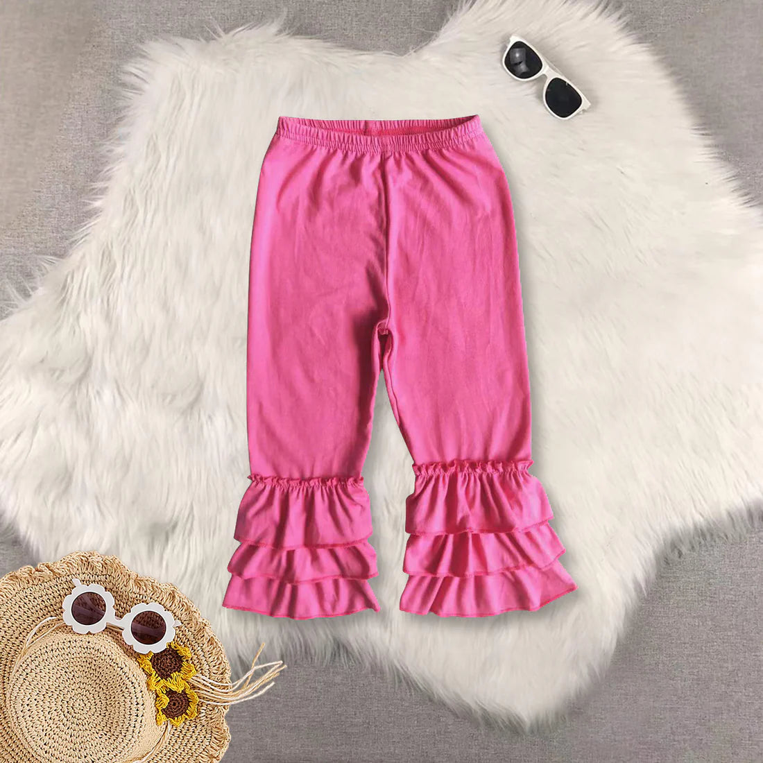 cotton solid color ruffles girls pants RTS Sibling Clothes