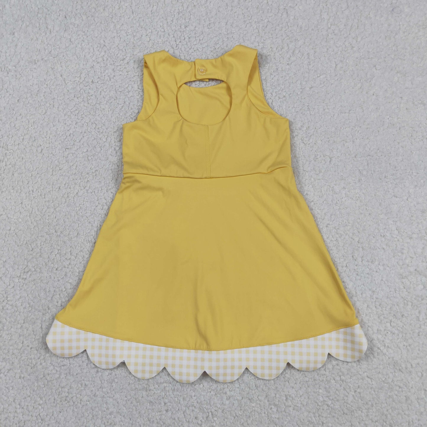 GSD3318 Yoga Solid Color Yellow Bows Sleeveless Skorts Girls Dress