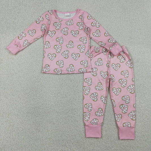 GLP3245 Valentine's Day Heart Pink Long Sleeve Pants Girls Pajamas