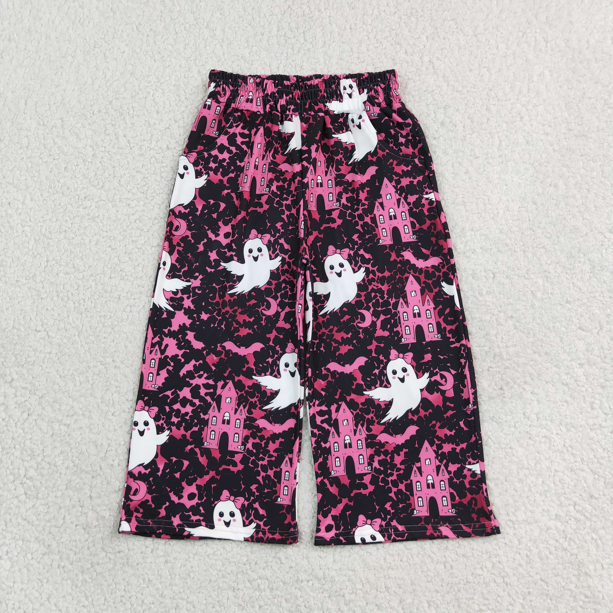 P11334 Halloween Spooky Hot Pink Leopard Girls Pant