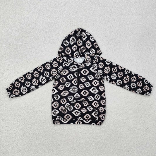 BT0875 Western Aztec black long sleeve hoodie boys pullover boys top