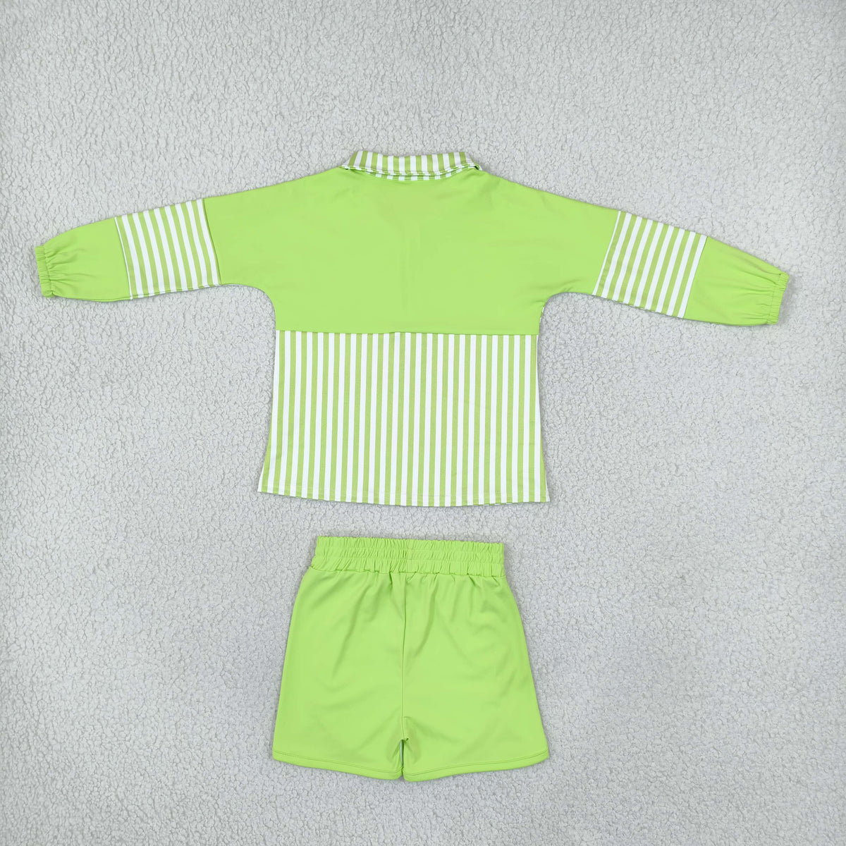 GLS0109 Yoga Green Zipper Long Sleeve Shorts Girls Set