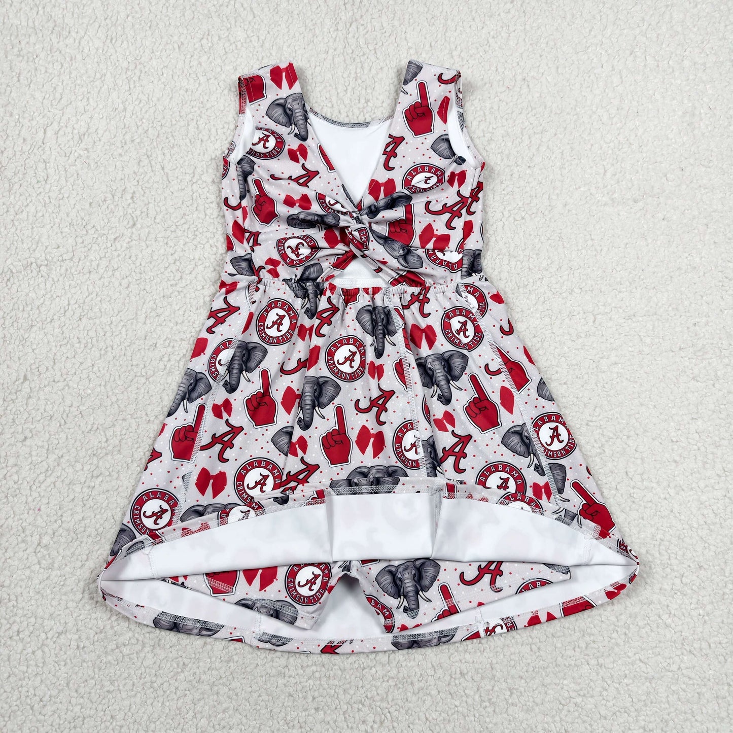 GSD3582 Item Elephant Bows Sleeveless Skorts Girls Dress