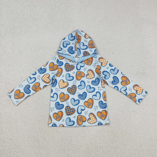 BT1510 Valentine's Day Love Rocks Blue Heart Hoodie Long Sleeve Boys Top