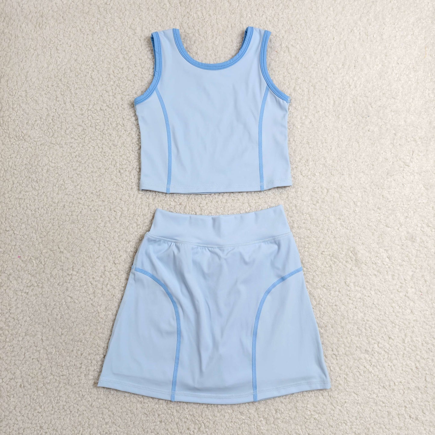 GSD2674 yoga blue sleeveless skirt skorts girls set