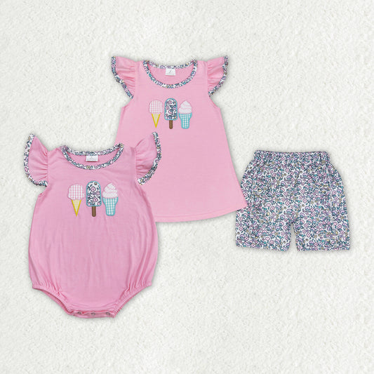 embroidery ice pink RTS sibling clothes