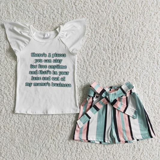 GSSO0022 There is a place .. Summer Baby Girls Striped Print Short Kids Set