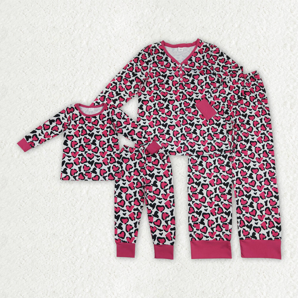 Mama and Me Valentine's Day Heart Pajamas RTS Sibling Clothes