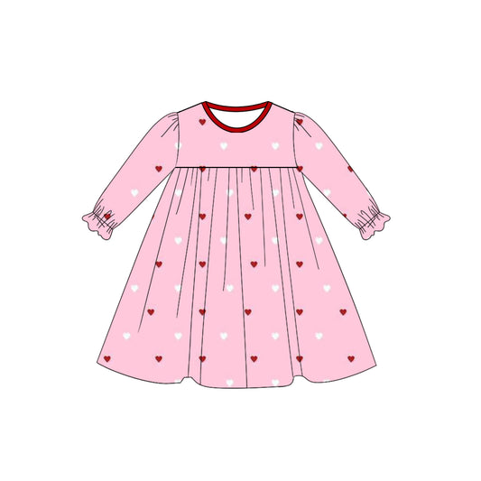 preorder GLD1352 Valentine's Day heart pink long sleeve girls dress