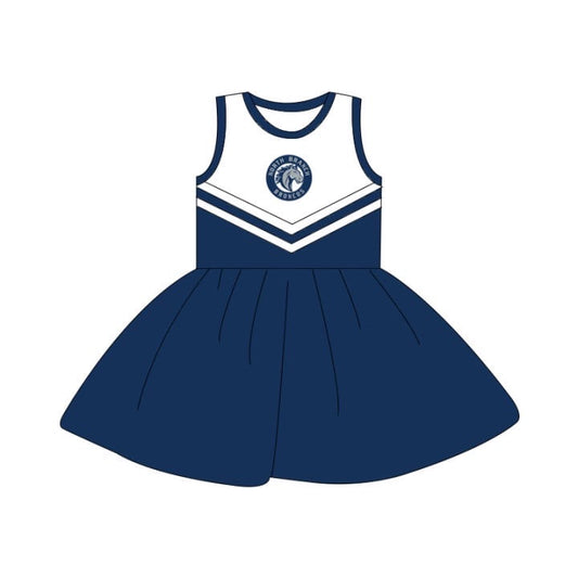 custom S horse football blue sleeveless girls dress