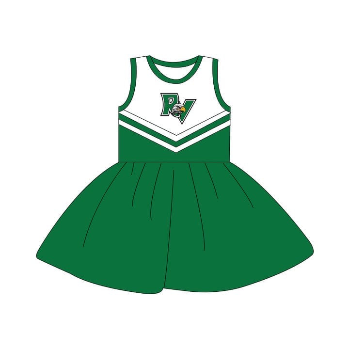 custom S football eagle green sleeveless girls dress