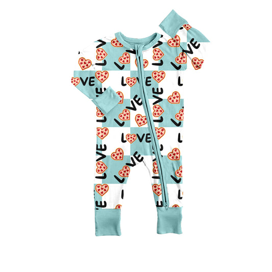 preorder LR0808 Valentine's Day love green long sleeve boys romper