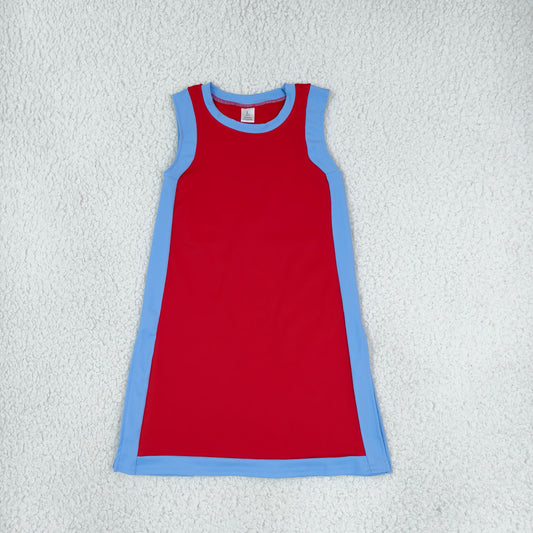 GSD4255 Yoga Red Blue Sleeveless Girls Dress