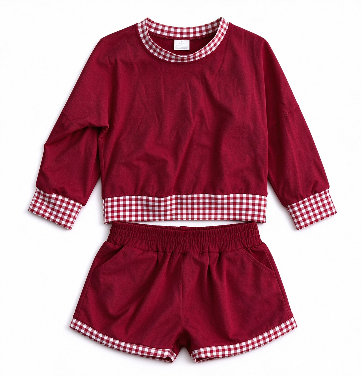 Custom Moq 8 Cotton Long Sleeve Shorts Girls Set
