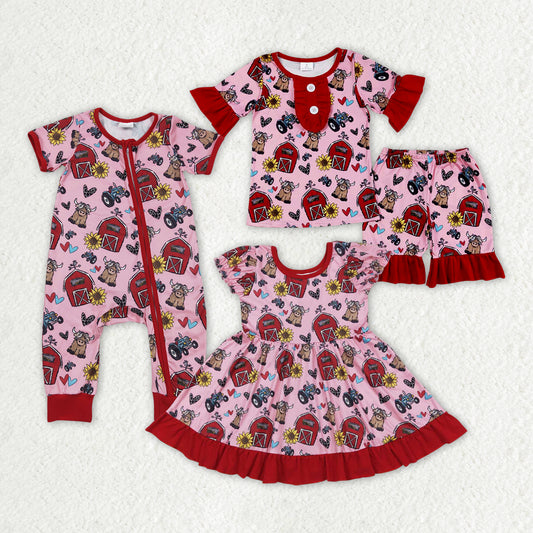 farm sunflowers cow RTS sibling clothes