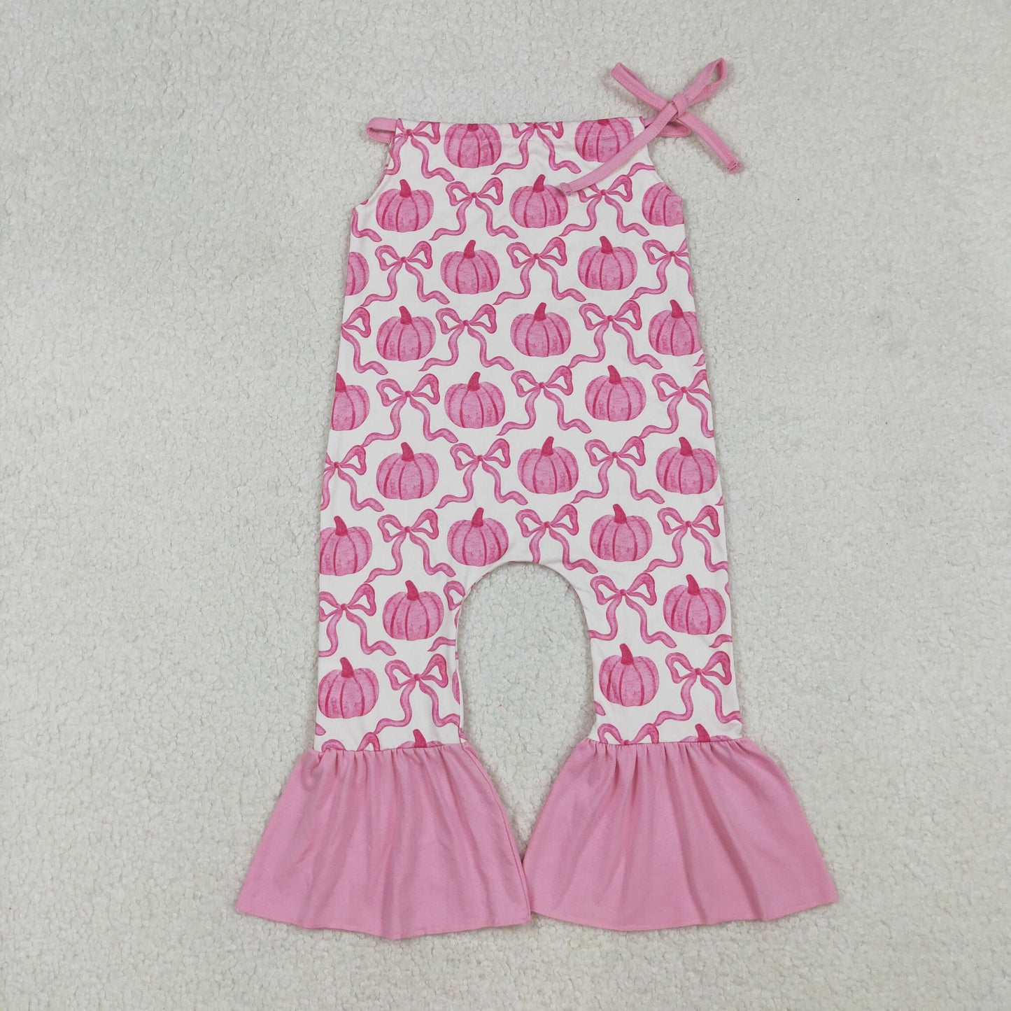 SR3200 pink pumpkin bows girls jumpsuits