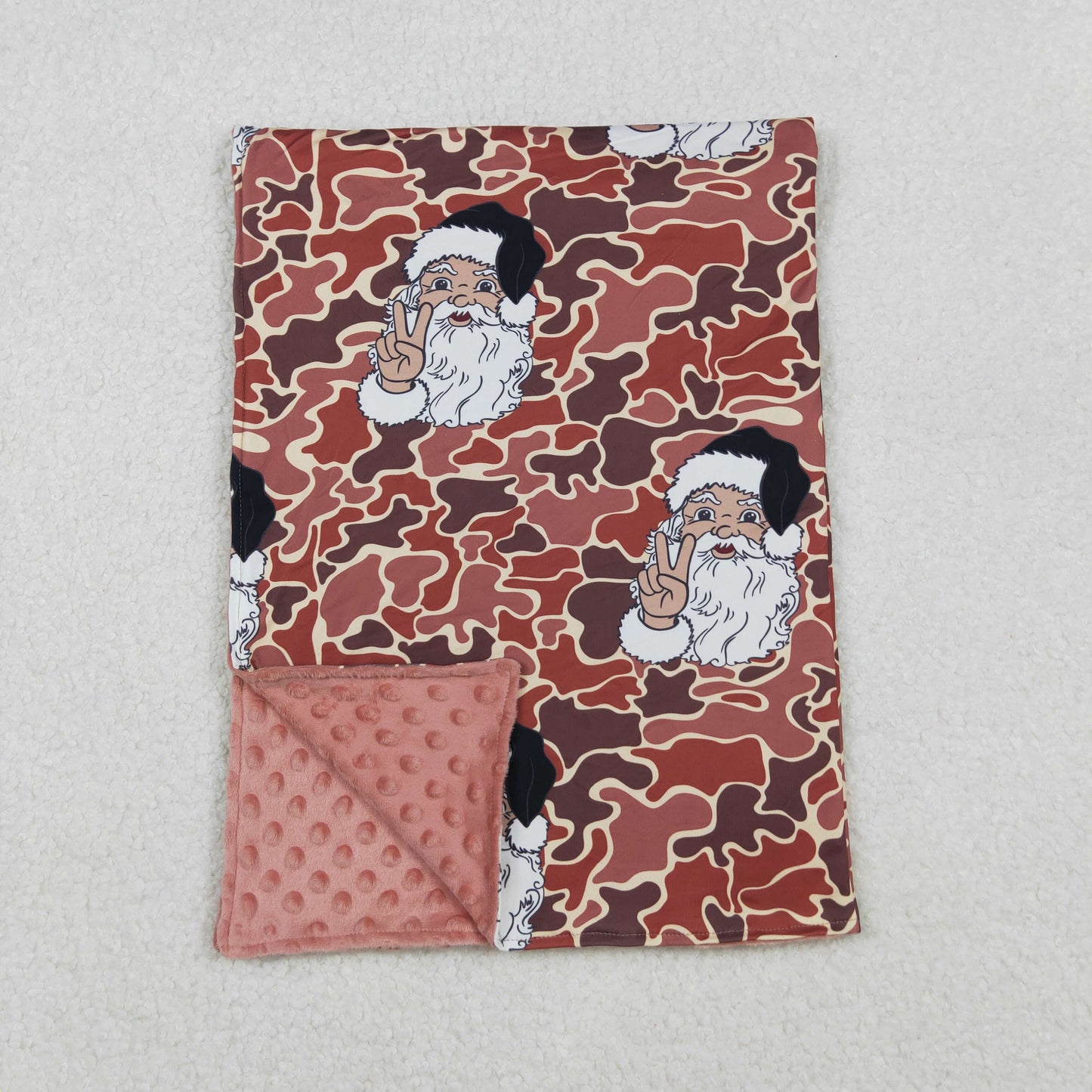 BL0162 Christmas Santa brown camo baby blanket