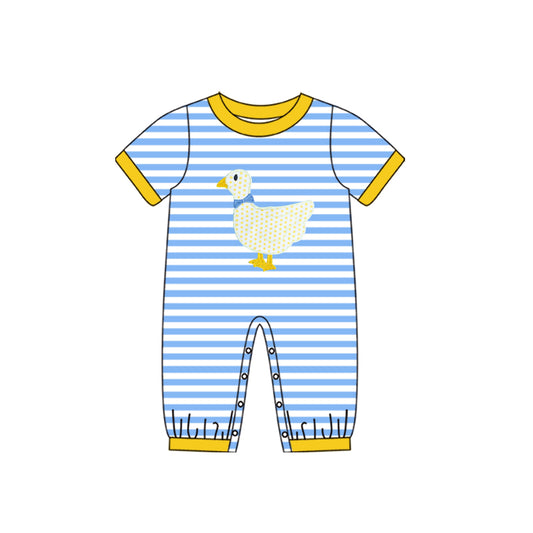 preorder SR0559 Cute duck blue striped short sleeve boys romper