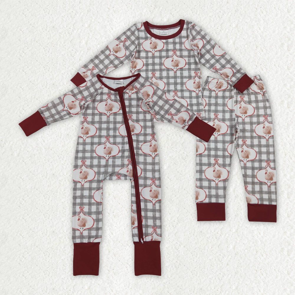Thanksgiving turkey romper/set RTS Sibling Clothes