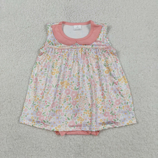 SR3628 Floral Pink Sleeveless Girls Romper