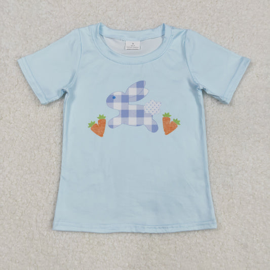 BT1166 Easter bunny rabbit carrot blue short sleeve boys top