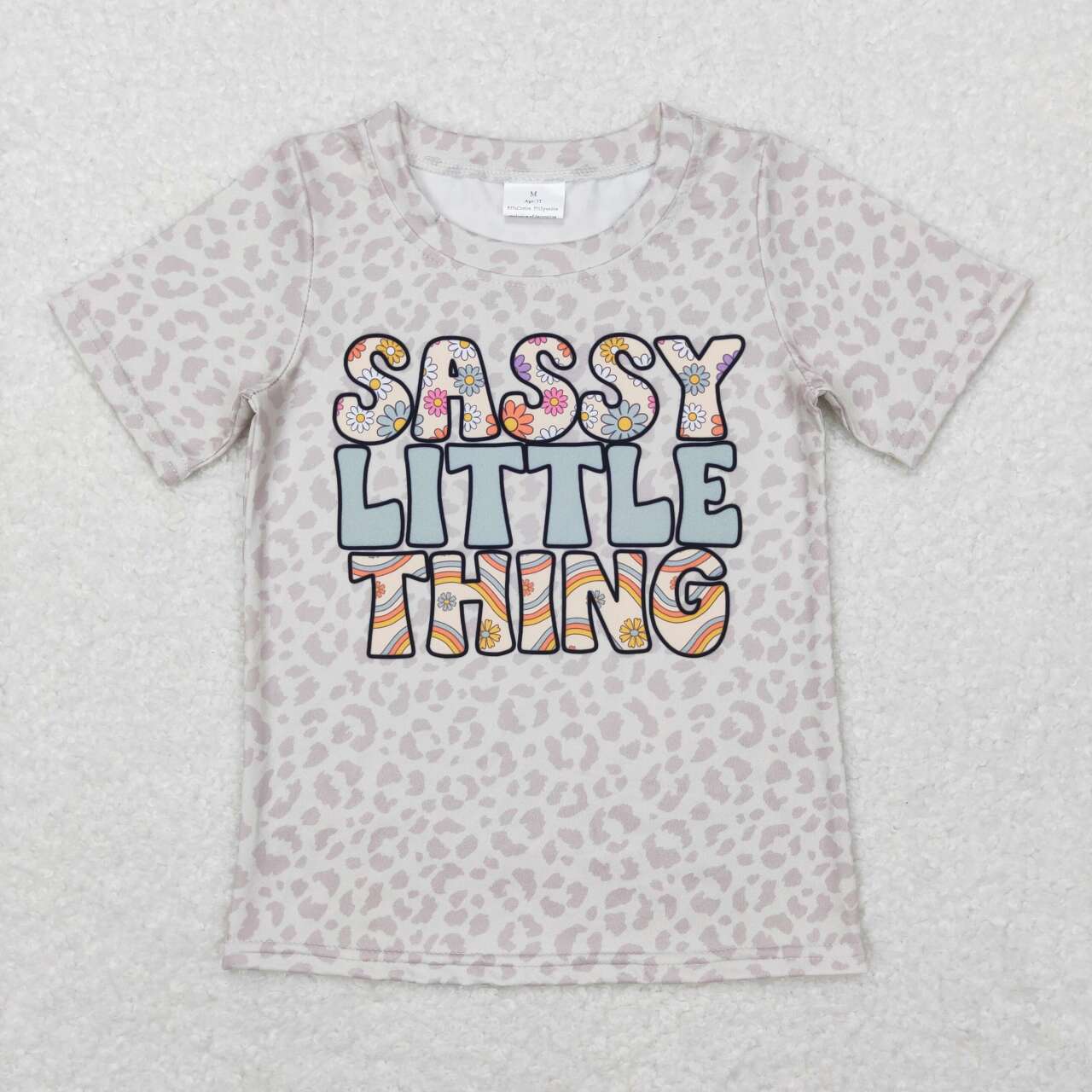GT0401 Sassy little thing leopard short sleeve kids top
