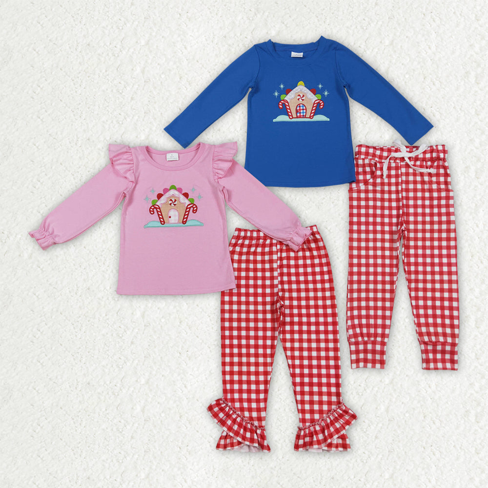 Embroidery Christmas gingerbread man set Sibling Clothes RTS