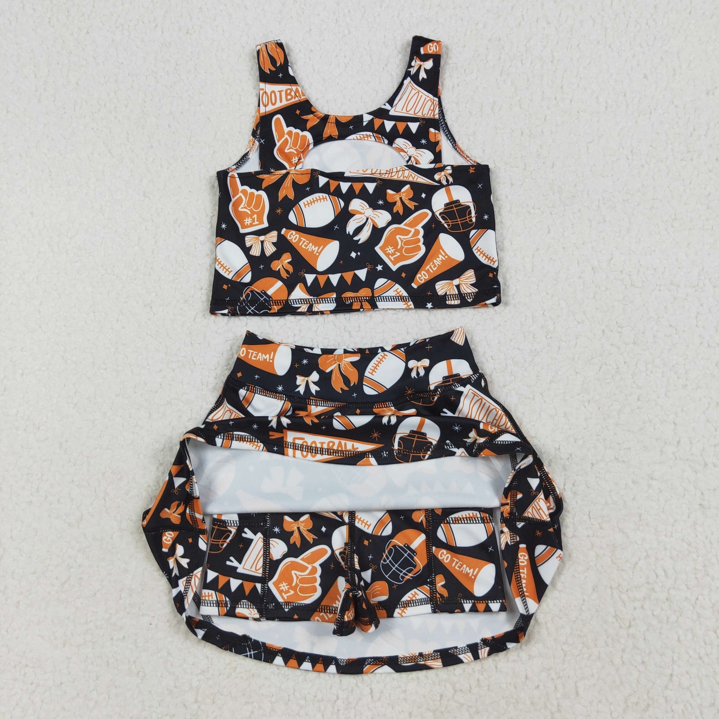 yoga cheer football iteam sleeveless skorts girls set RTS sibling clothes