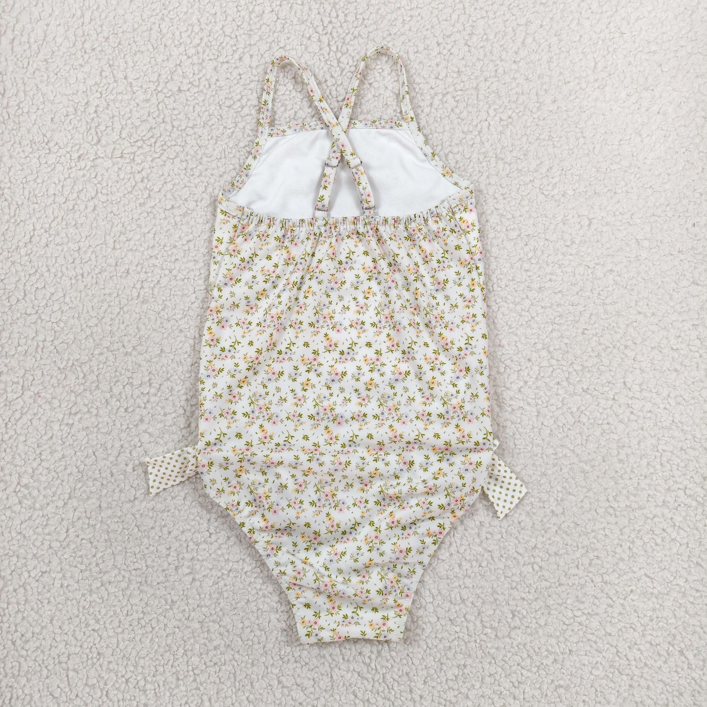 S0723 Yellow Flowers Girls Swimsuits
