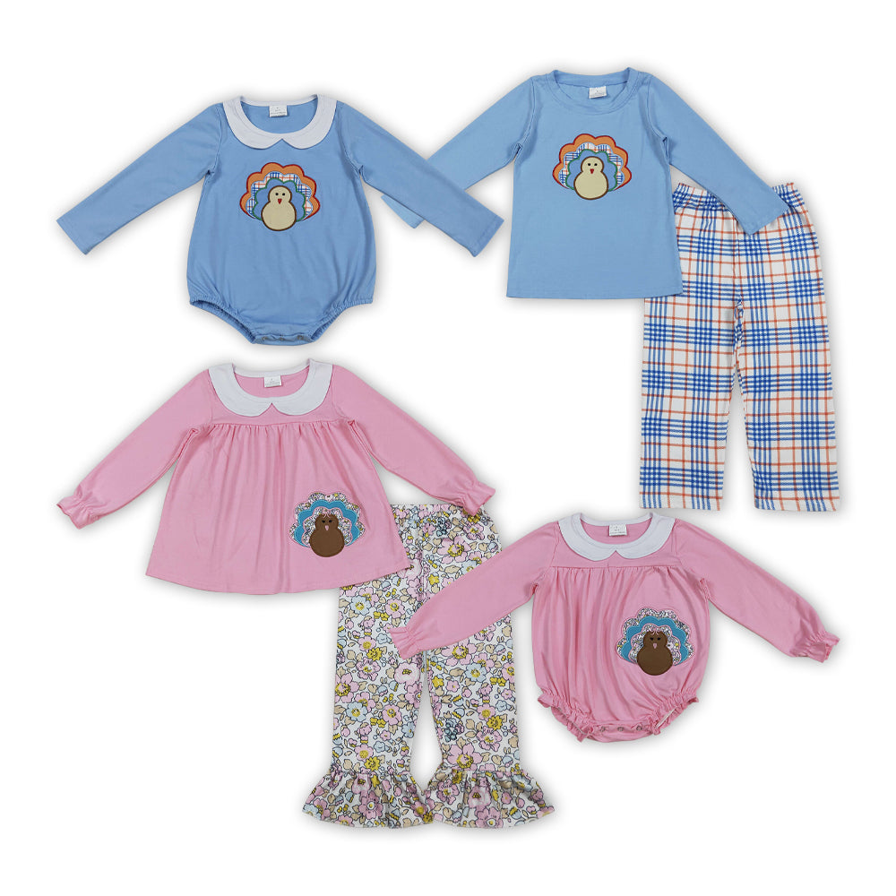Embroidery Thanksgiving turkey RTS Sibling Clothes