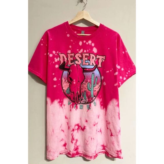 preorder GT0342 Desert cow hot pink short sleeve adult top