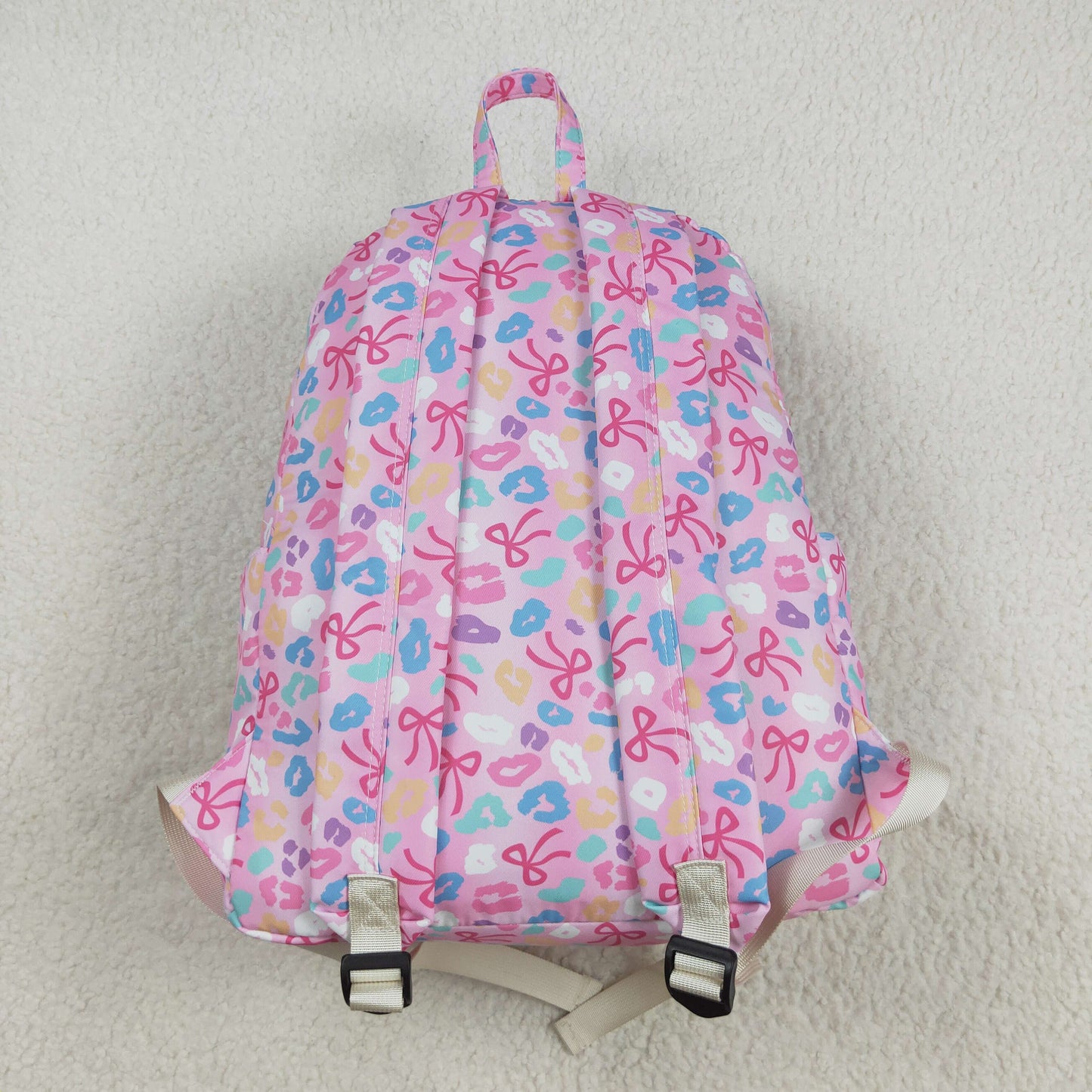 BA0319 colorful leopard bows pink school bag