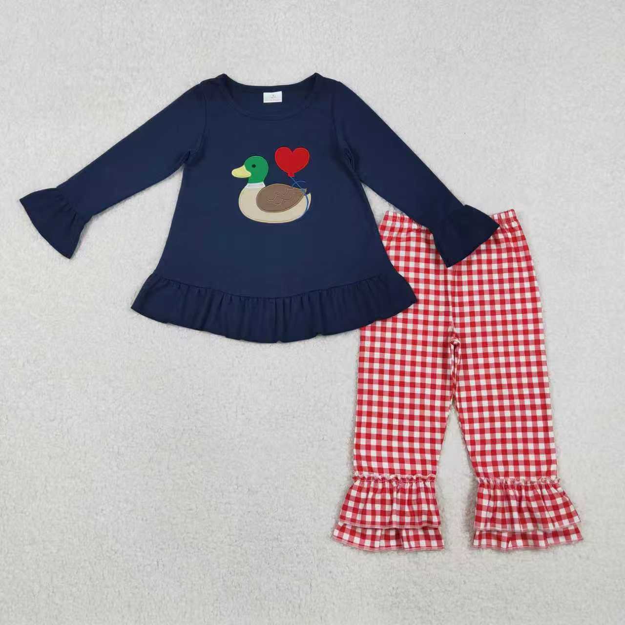 Embroidery Valentine's Day Heart Mallard Duck RTS Sibling Clothes