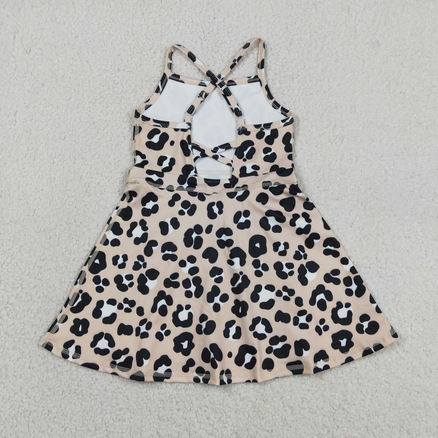 GSD2650 yoga brown leopard girls dress shorts