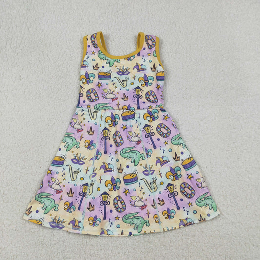 GSD2949 yoga Mardi Gras sleeveelss skorts girls dress