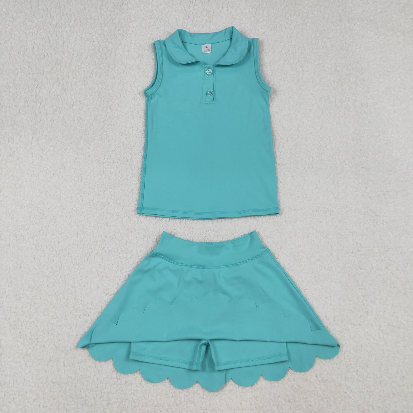 GSD2349  yoga light blue sleeveless skorts girls set
