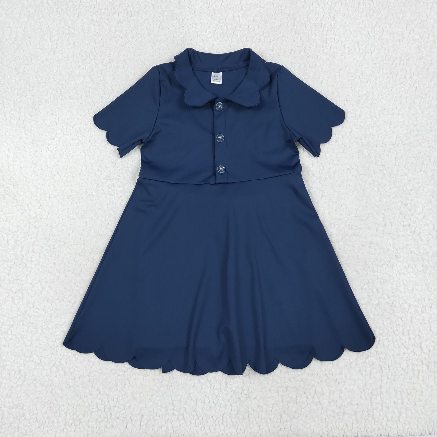 GSD2487 yoga navy blue short sleeve with shorts girls dress