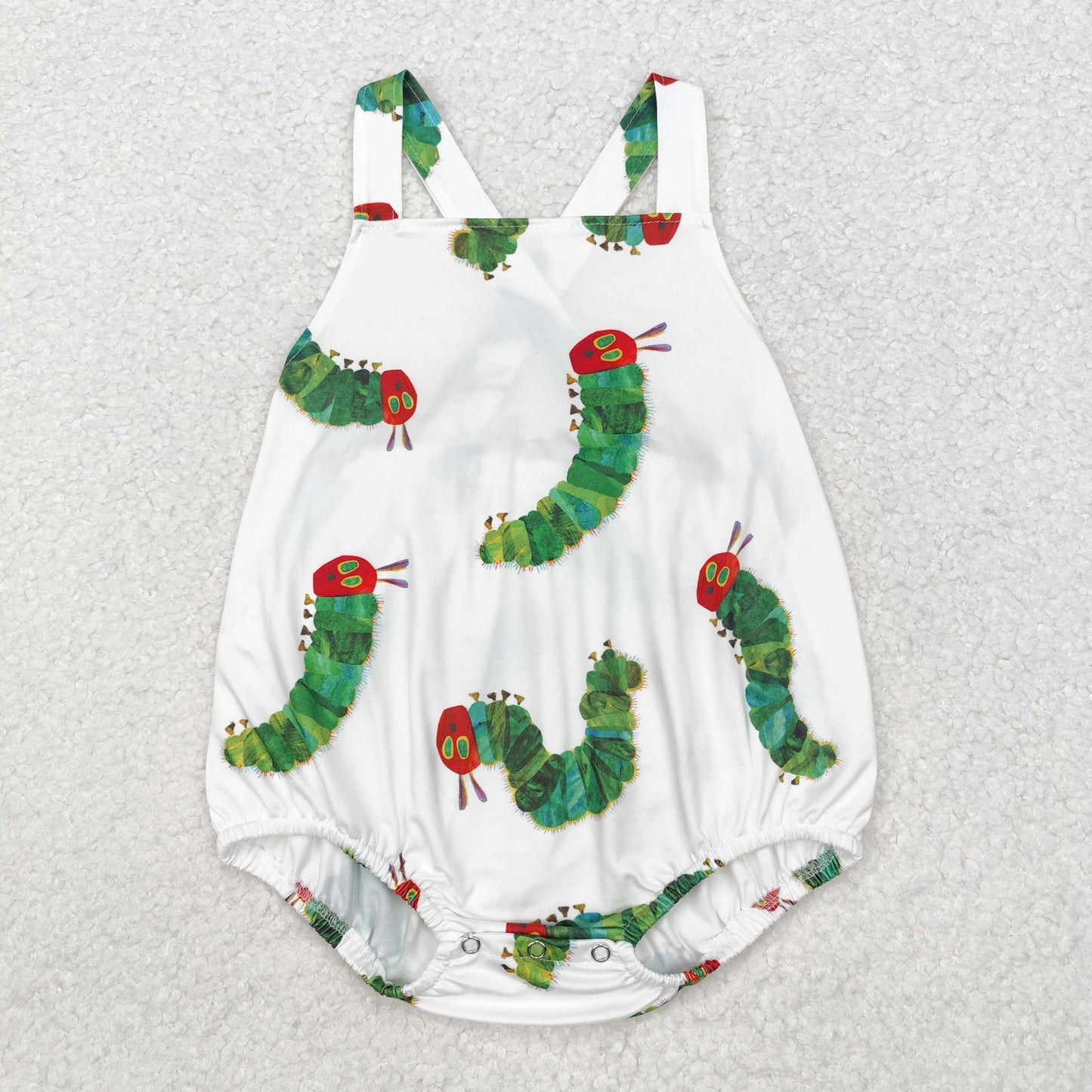 SR1608 cute caterpillar green sleeveless boys romper