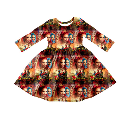 custom Halloween witch long sleeve girls dress