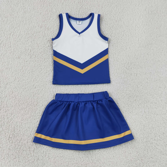 GSD4196 Yoga Blue Sleeveless Skorts Girls Set