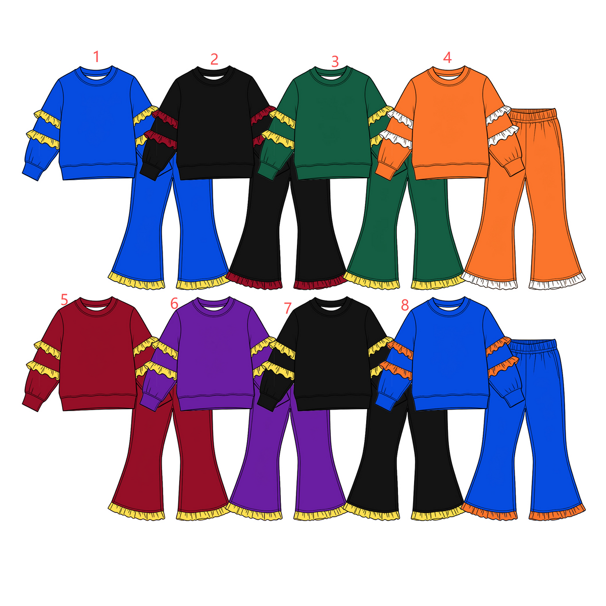 preorder Cotton Ruffles Girls Set Sibling Clothes