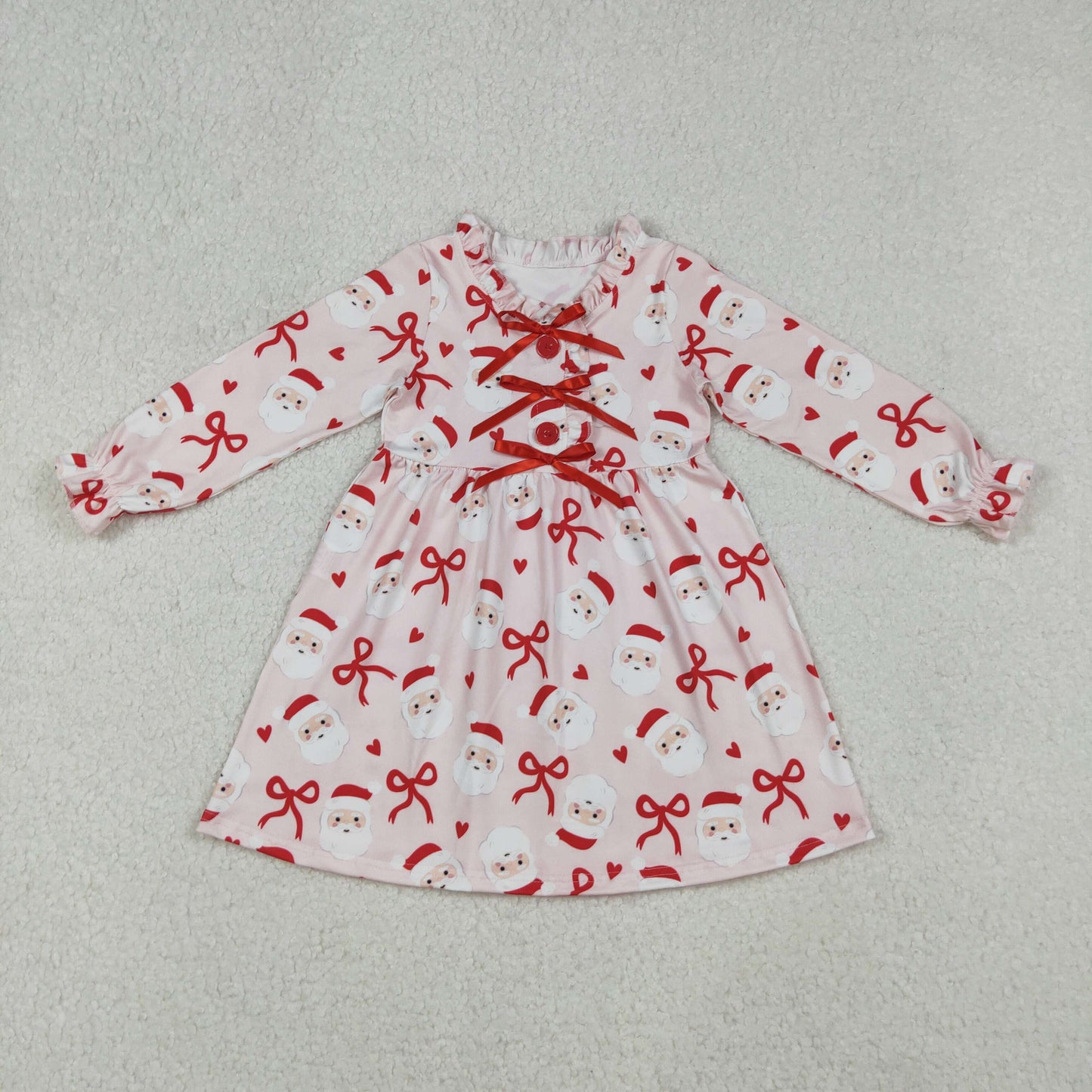 Christmas Santa bows pink dress/set RTS Sibling Clothes