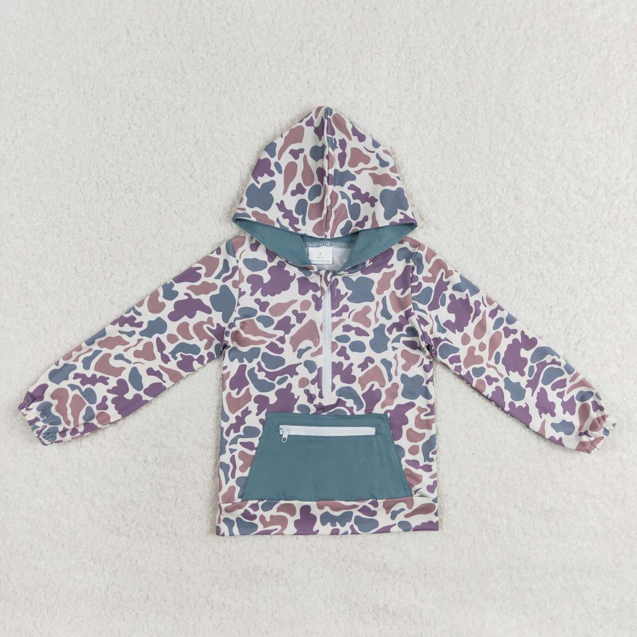 USA SHOP BT0754 grey camo pocket long sleeve boys hoodie top