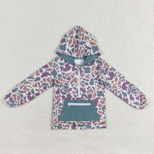 USA SHOP BT0754 grey camo pocket long sleeve boys hoodie top